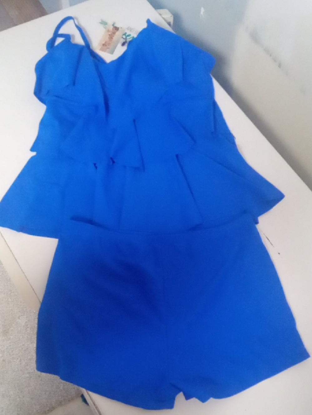 Lalavava Royal Blue Tankini Ruffle Top Sz XL